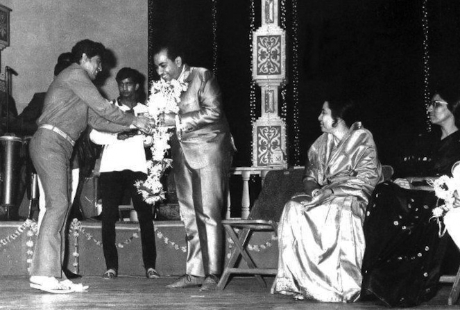 Shri Mataji attending the FilmFare Awards in Mumbai, 1970s