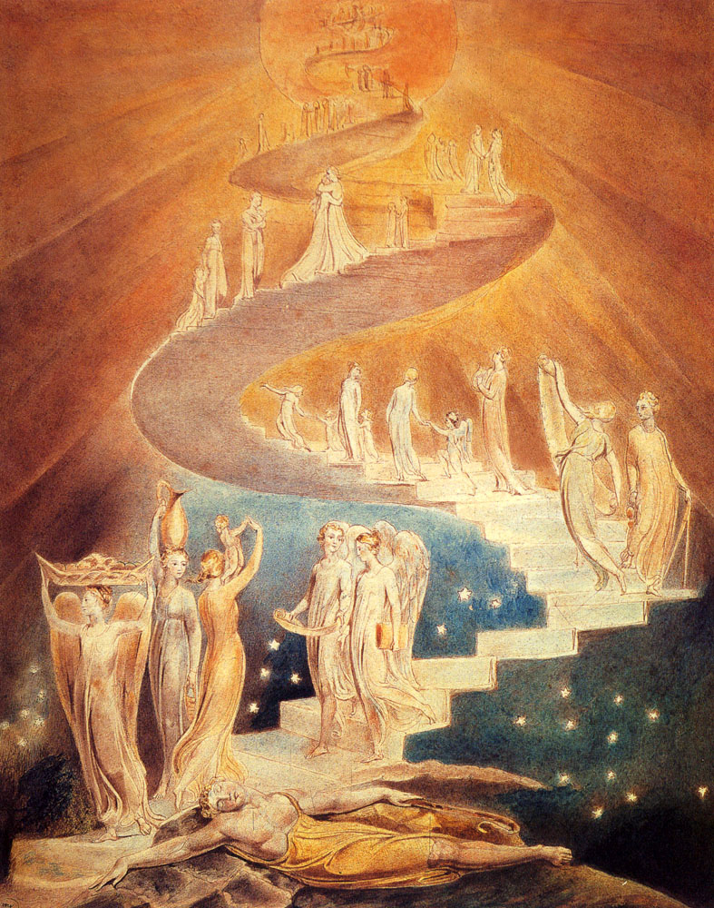 Jacobs Ladder of spiritual ascent by William Blake